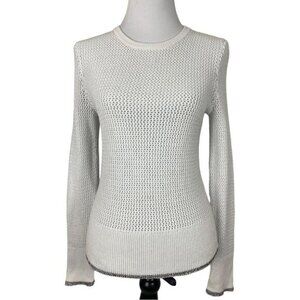 Rag & Bone Women's White Keyhole Crew Neck Stretch‎ Designer Knit Sweater S/C34